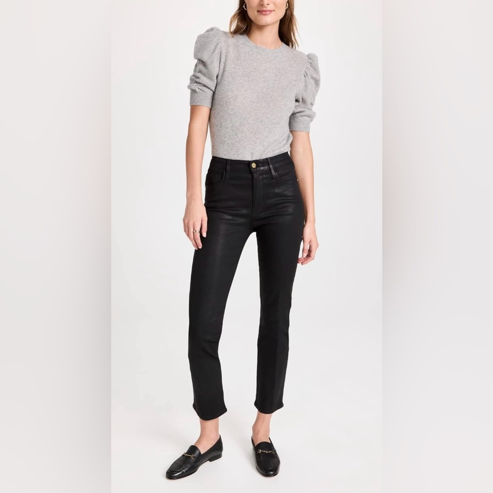 FRAME Le Sylvie Coated High Waist
Straight Leg Jeans Black Size 25